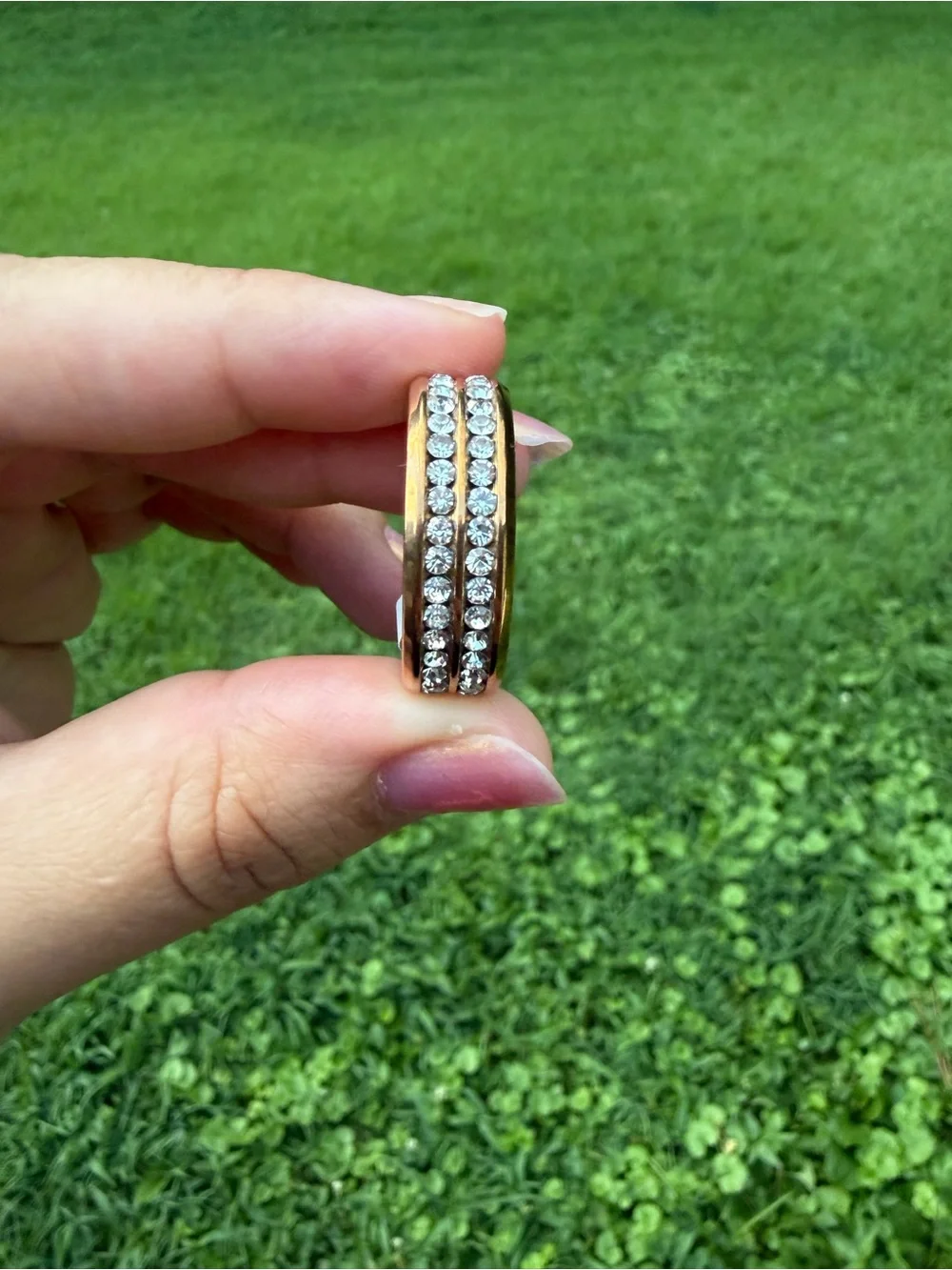 Gold Tone Stainless Steel Double Band Ring